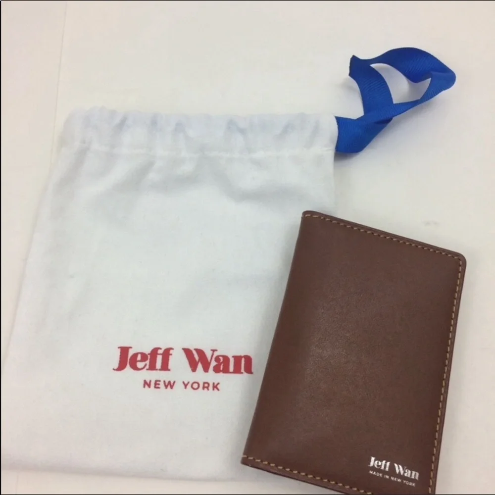Jeff Wan Leather Card Wallet in Coco